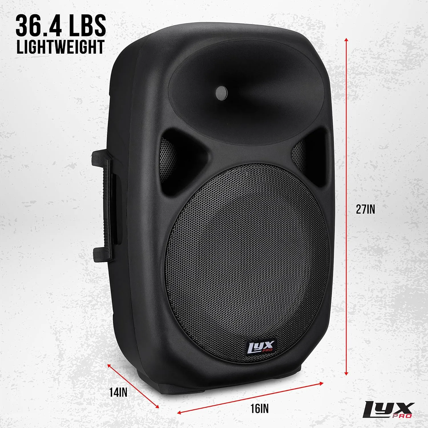 LyxPro 15 Inch PA Active Speaker System Compact and Portable with Equalizer, Bluetooth, MP3, USB, SD Card Slot, XLR, 1/4”, 3.5mm Input, Carry Handles, SPA-15