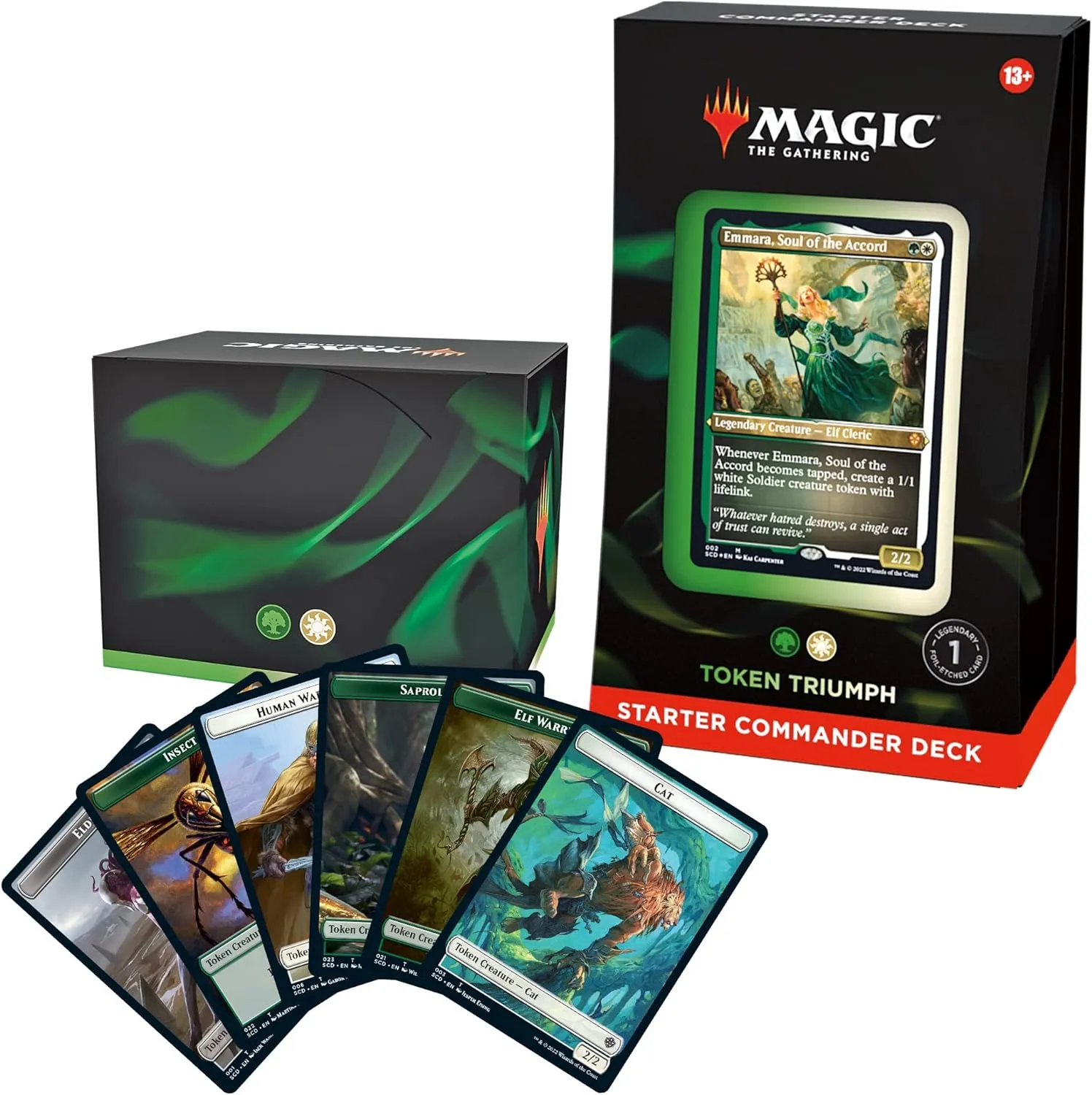 Magic: The Gathering Starter Commander Deck - Token Triumph (Green-White) | Ready-to-Play Deck for Beginners and Fans | Ages 13  | Collectible Card Games