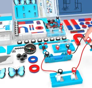 Magnet for Kids Science Experiment Kits Electromagnet and Simple Circuit Kit Tools for School Lab Education Physics Projects Icluding Bar/Ring/Horseshoe