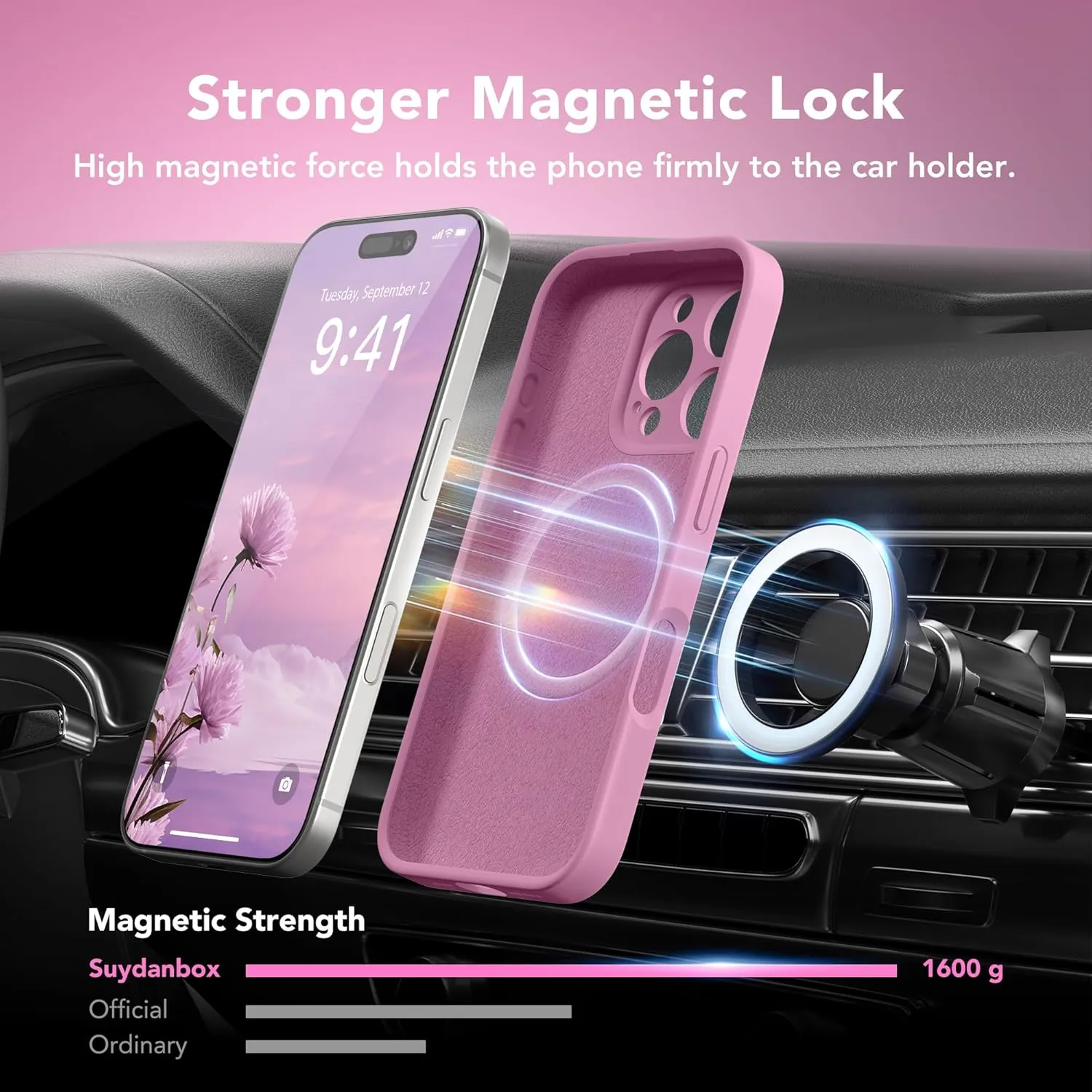 Magnetic for iPhone 16 Pro Case, Compatible with MagSafe, [Full Camera Protection][Screen Protector] Silicone Shockproof Protective Phone Case for iPhone 16 Pro 6.3", Blackcurrant