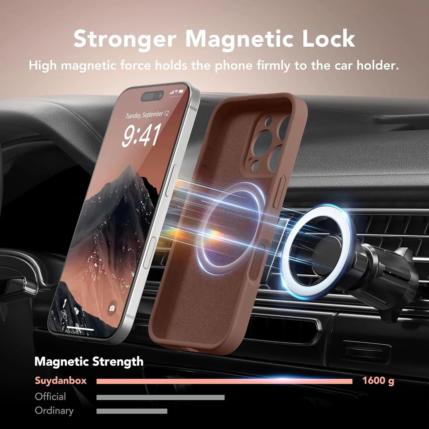 Magnetic for iPhone 16 Pro Case, Compatible with MagSafe, [Full Camera Protection][Screen Protector] Silicone Shockproof Protective Phone Case for iPhone 16 Pro 6.3", Brown