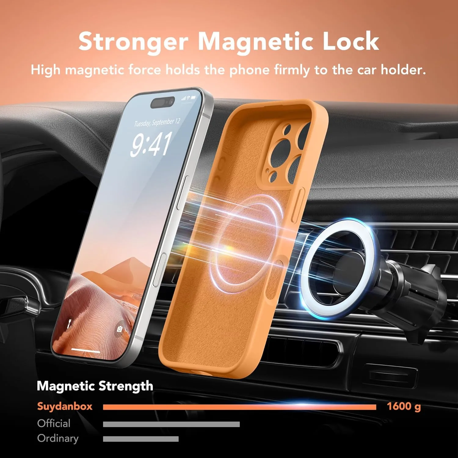 Magnetic for iPhone 16 Pro Case, Compatible with MagSafe, [Full Camera Protection][Screen Protector] Silicone Shockproof Protective Phone Case for iPhone 16 Pro 6.3", Cantaloupe