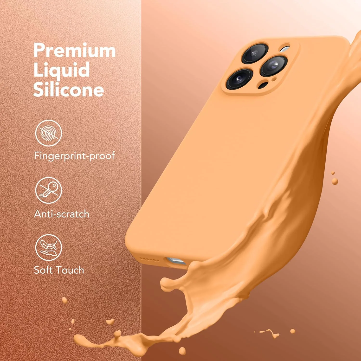 Magnetic for iPhone 16 Pro Case, Compatible with MagSafe, [Full Camera Protection][Screen Protector] Silicone Shockproof Protective Phone Case for iPhone 16 Pro 6.3", Cantaloupe