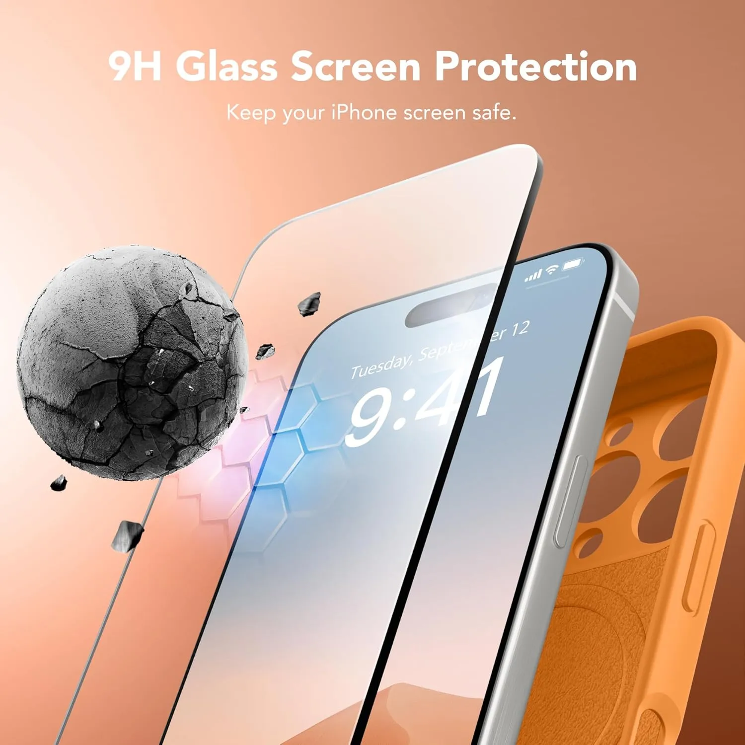 Magnetic for iPhone 16 Pro Case, Compatible with MagSafe, [Full Camera Protection][Screen Protector] Silicone Shockproof Protective Phone Case for iPhone 16 Pro 6.3", Cantaloupe
