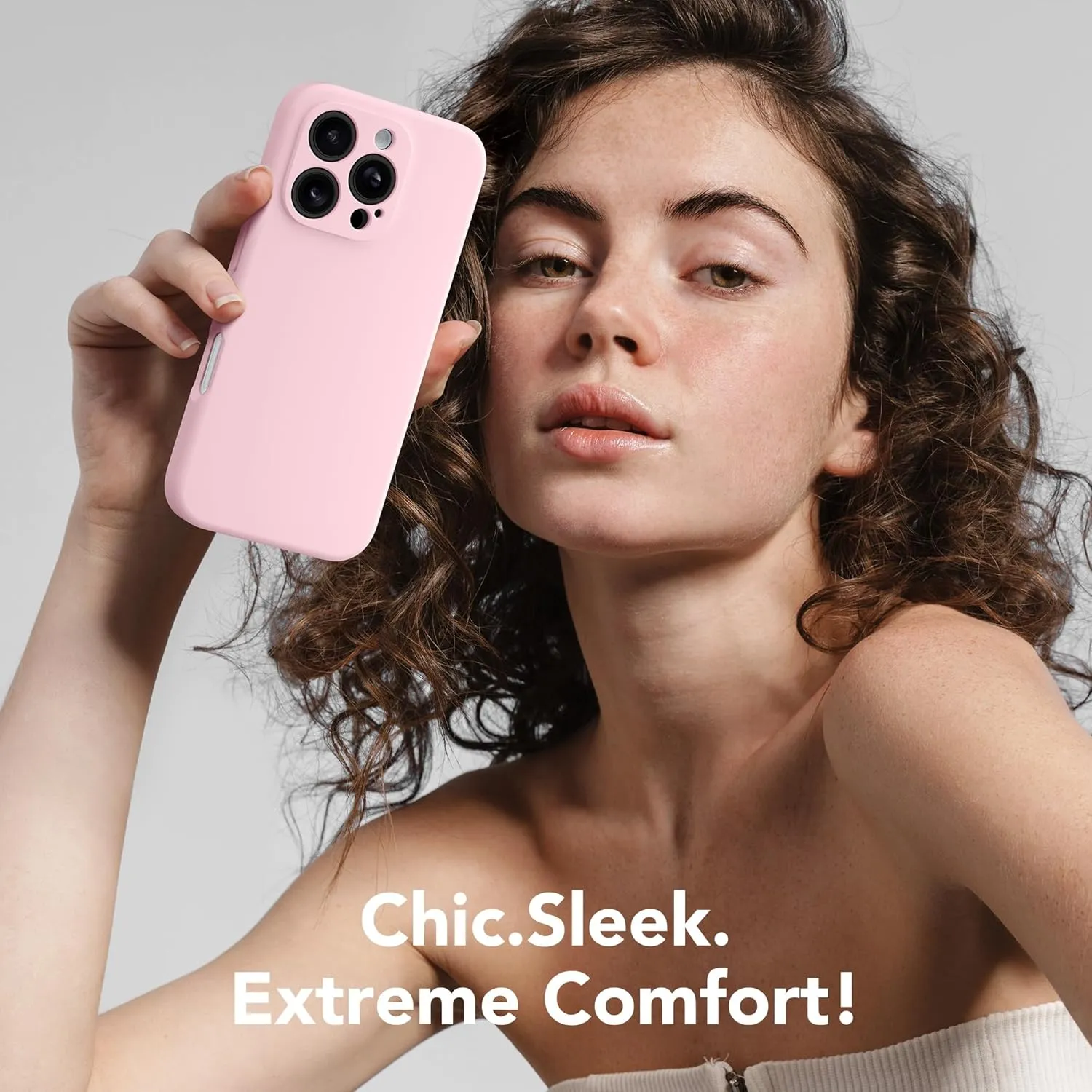 Magnetic for iPhone 16 Pro Case, Compatible with MagSafe, [Full Camera Protection][Screen Protector] Silicone Shockproof Protective Phone Case for iPhone 16 Pro 6.3", Chalk Pink