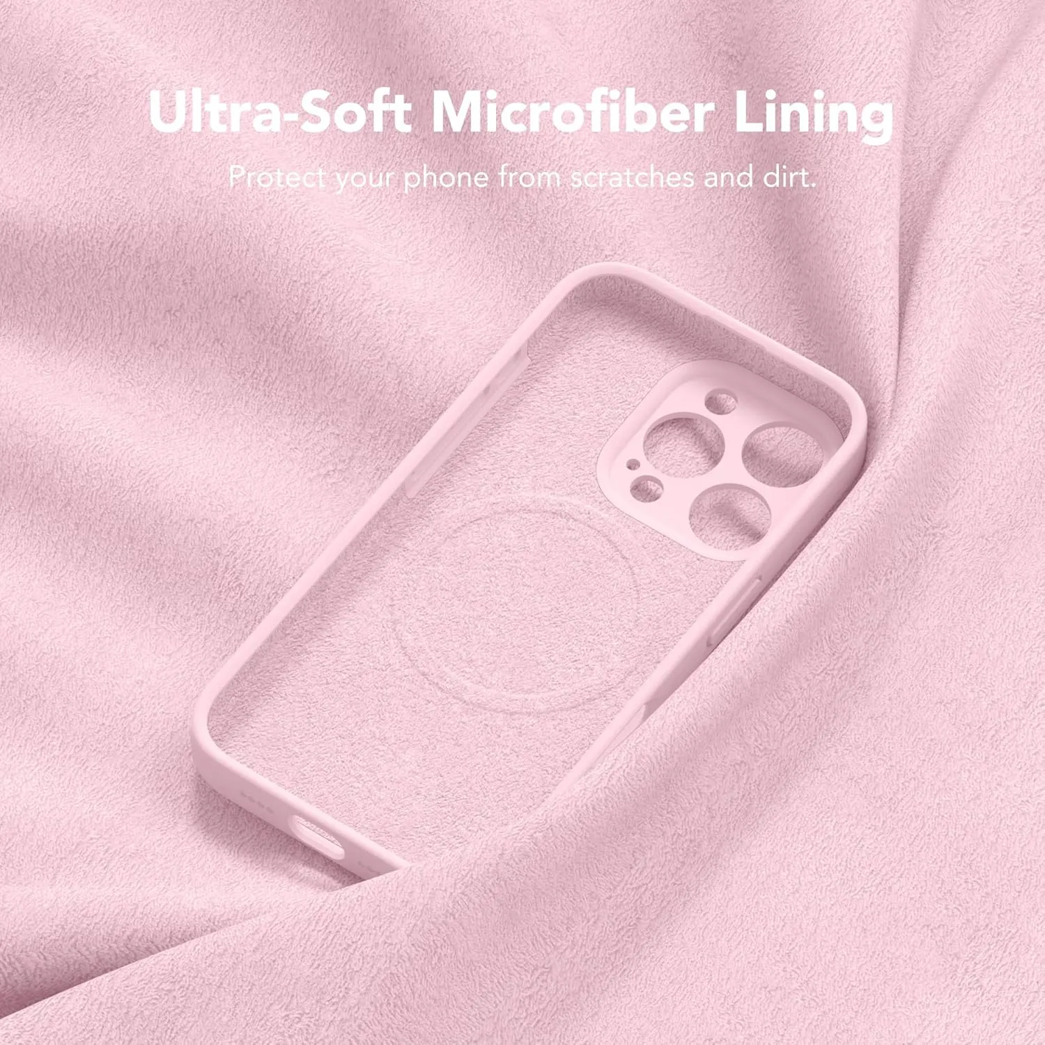 Magnetic for iPhone 16 Pro Case, Compatible with MagSafe, [Full Camera Protection][Screen Protector] Silicone Shockproof Protective Phone Case for iPhone 16 Pro 6.3", Chalk Pink