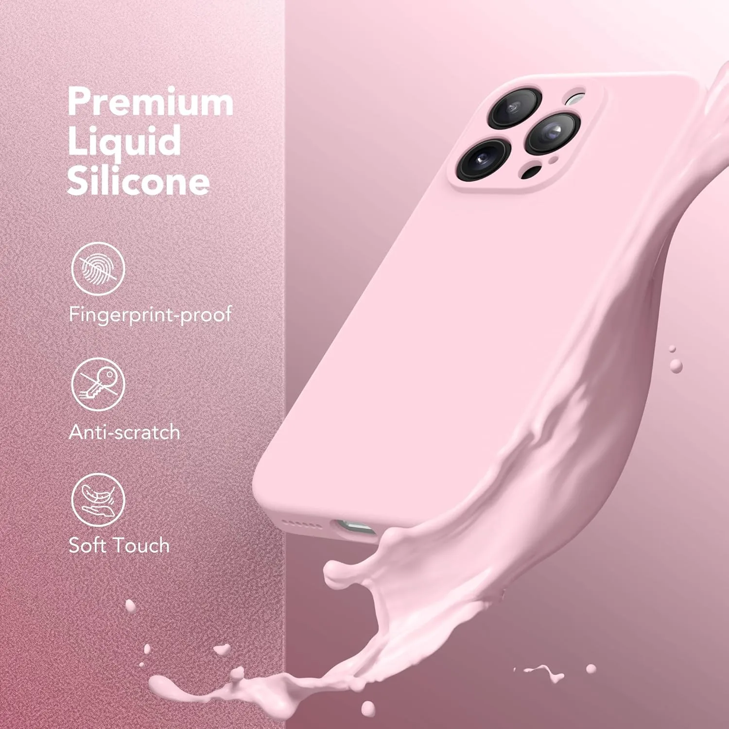 Magnetic for iPhone 16 Pro Case, Compatible with MagSafe, [Full Camera Protection][Screen Protector] Silicone Shockproof Protective Phone Case for iPhone 16 Pro 6.3", Chalk Pink