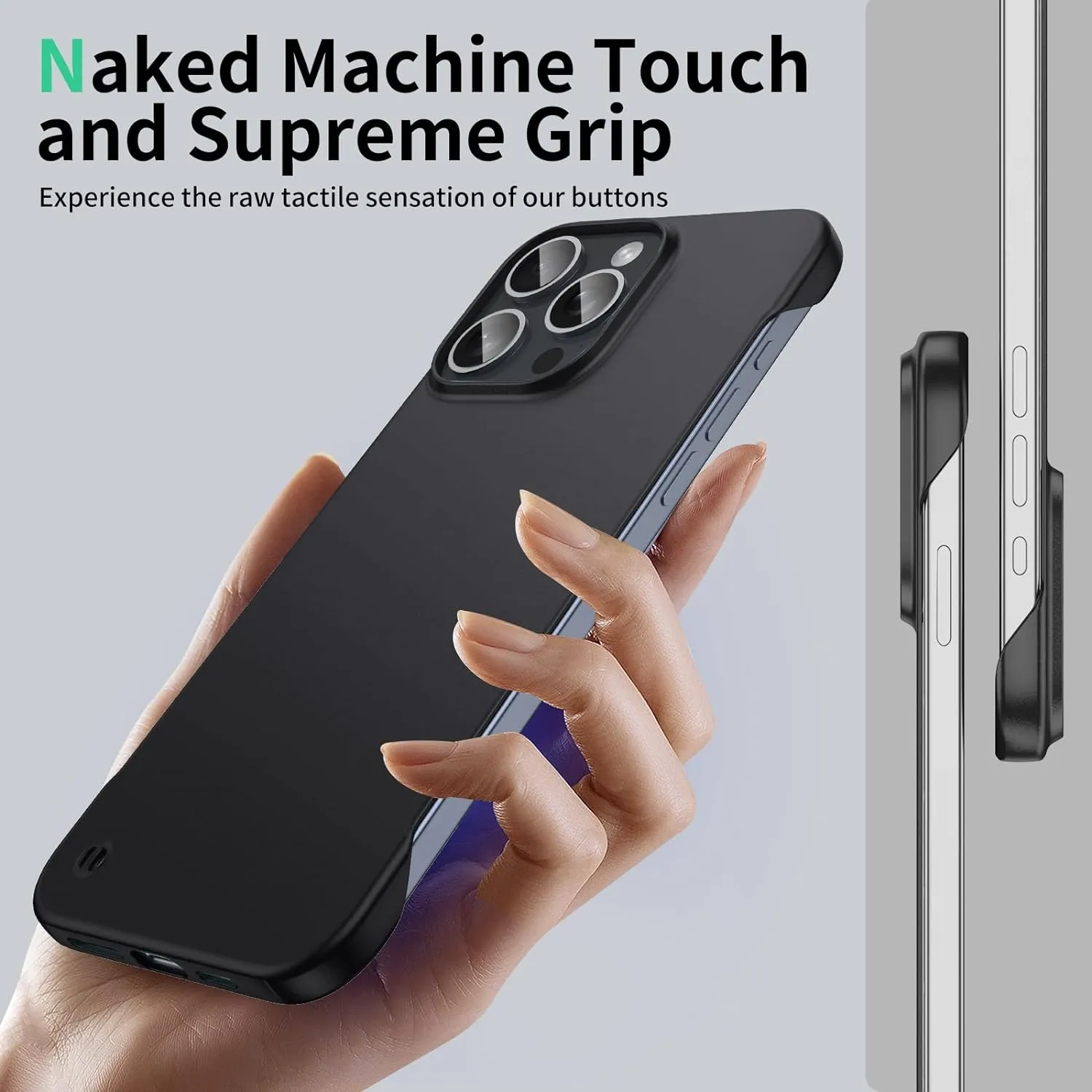 Magnetic Ultra Thin Frosted Designed for iPhone 16 Plus Frameless Case 6.7 inch [Compatible with MagSafe] Slim Minimalist Lightweight Matte Hard Cover Protective Borderless Case- Black
