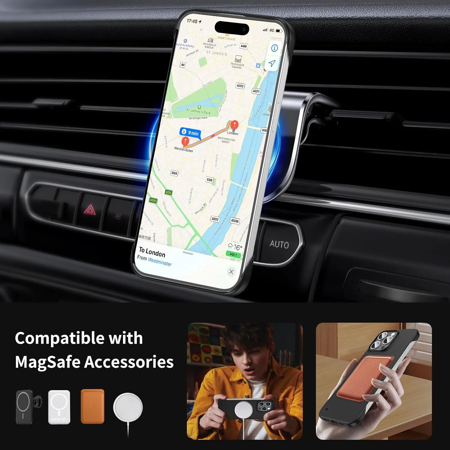 Magnetic Ultra Thin Frosted Designed for iPhone 16 Plus Frameless Case 6.7 inch [Compatible with MagSafe] Slim Minimalist Lightweight Matte Hard Cover Protective Borderless Case- Black