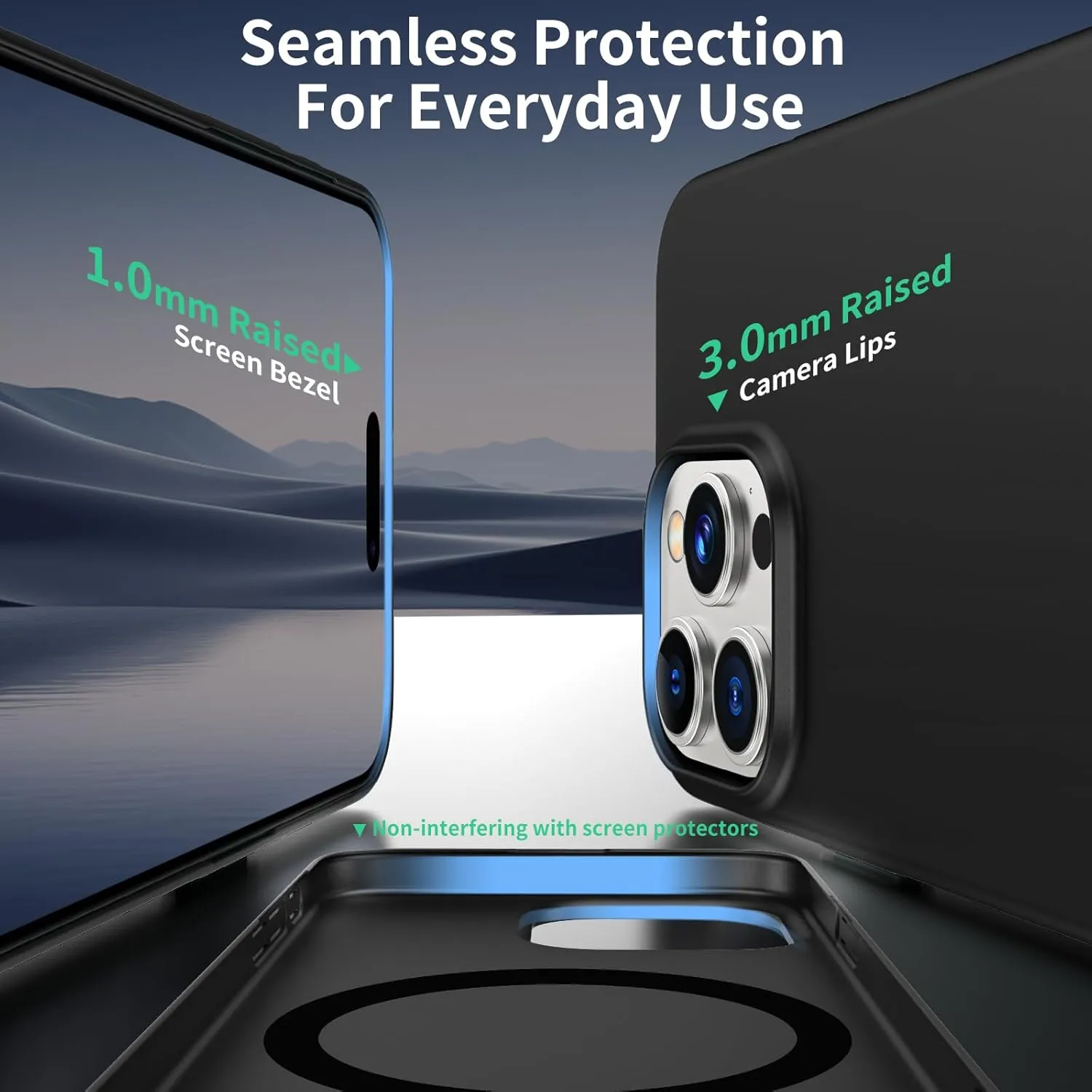 Magnetic Ultra Thin Frosted Designed for iPhone 16 Pro Phone Case 6.3 inch(2024) Slim Minimalist Lightweight Matte Hard PC Compatible with Magsafe Cover Protective Bumper Case-Black