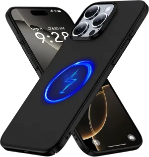 Magnetic Ultra Thin Frosted Designed for iPhone 16 Pro Phone Case 6.3 inch(2024) Slim Minimalist Lightweight Matte Hard PC Compatible with Magsafe Cover Protective Bumper Case-Black