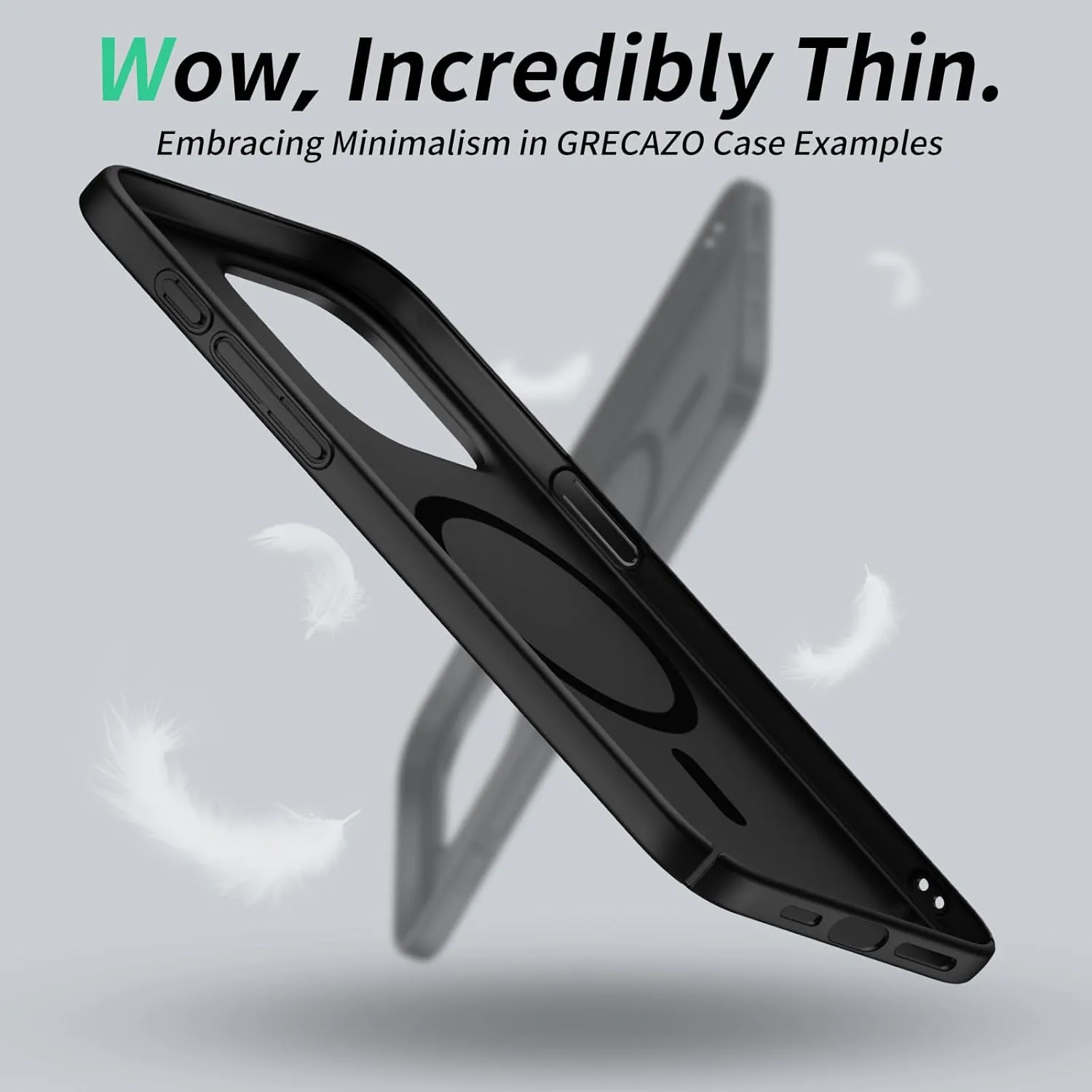 Magnetic Ultra Thin Frosted Designed for iPhone 16 Pro Phone Case 6.3 inch(2024) Slim Minimalist Lightweight Matte Hard PC Compatible with Magsafe Cover Protective Bumper Case-Black
