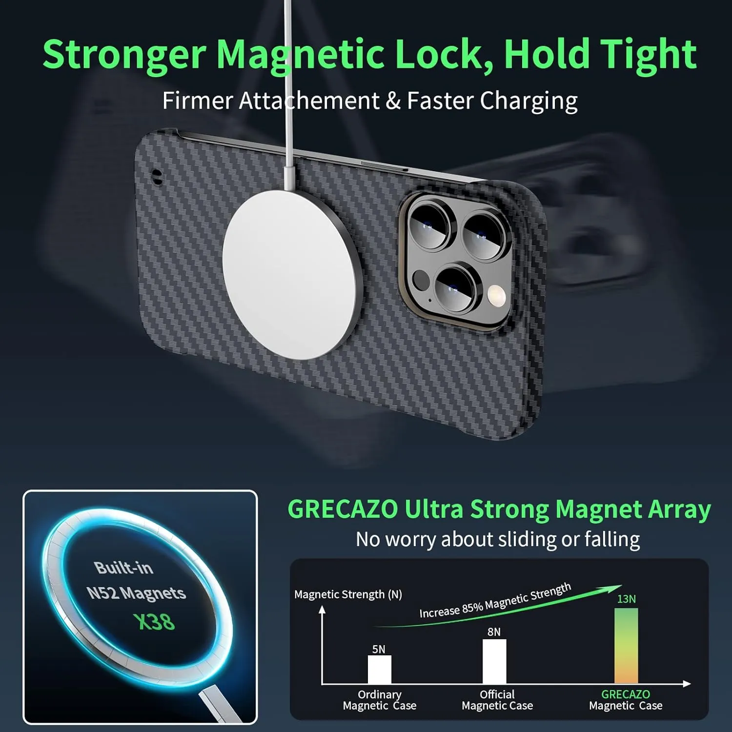 Magnetic Ultra-Thin Frosted Soft Touch Skin Borderless Carbon Fiber Bump Texture for iPhone 15 Pro Max Frameless Case 6.7" Slim Minimalist Lightweight Matte Hard for MagSafe Cover Case-Black