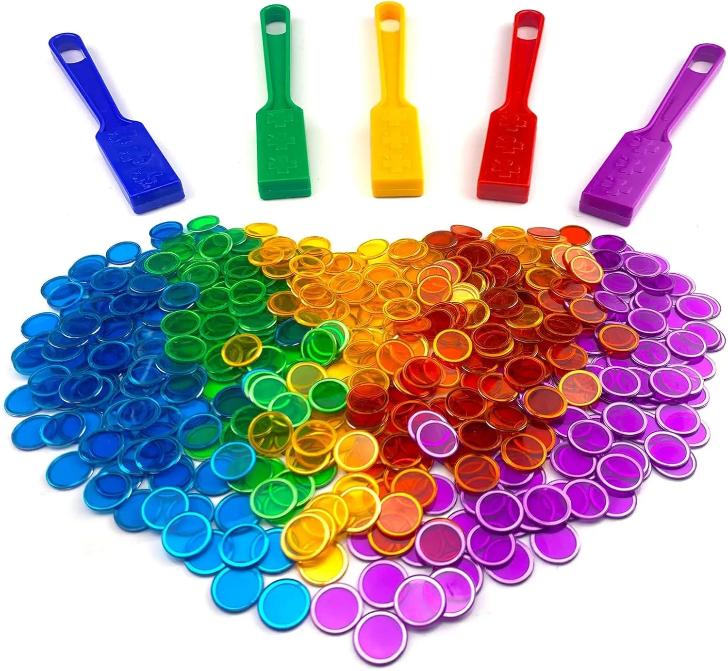 Magnetic Wands and Bingo Chips Game Tokens Educational STEM Kits for Learning, Sensory Bins, Science, Counting & Sorting 5-Pack & 500 Metal Chips