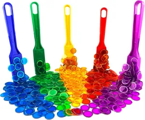 Magnetic Wands and Bingo Chips Set Magnet Wand wtih 100pcs Metal Ringed Discs for Elderly School Science STEM Kit Math Learning Chess Accessories