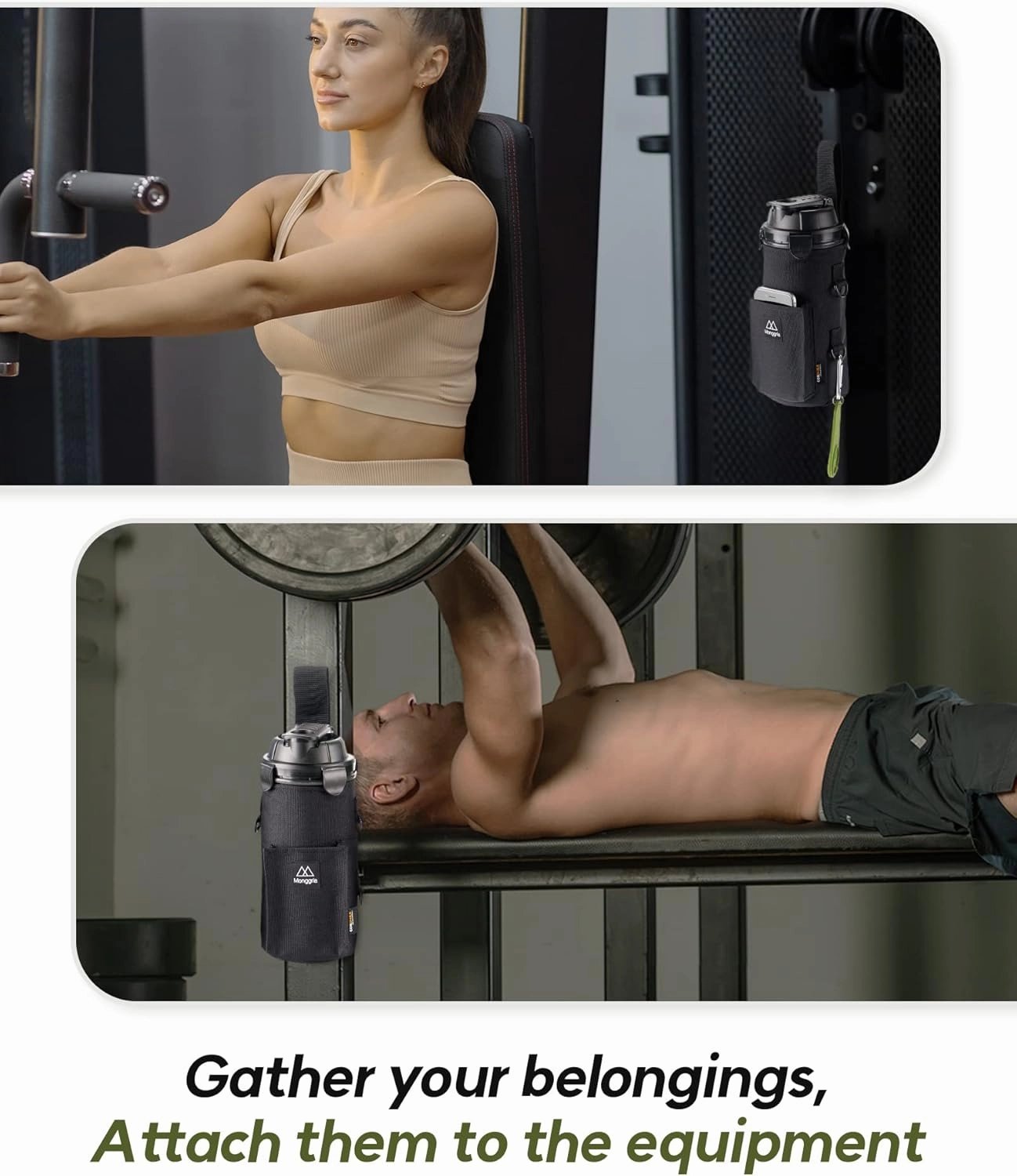 Magnetic Water Bottle Holder - Built-in Magnet for Easy Attachment to Exercise Equipment - Multi-Purpose - with Sling - Waterproof - Cordura Used Durability