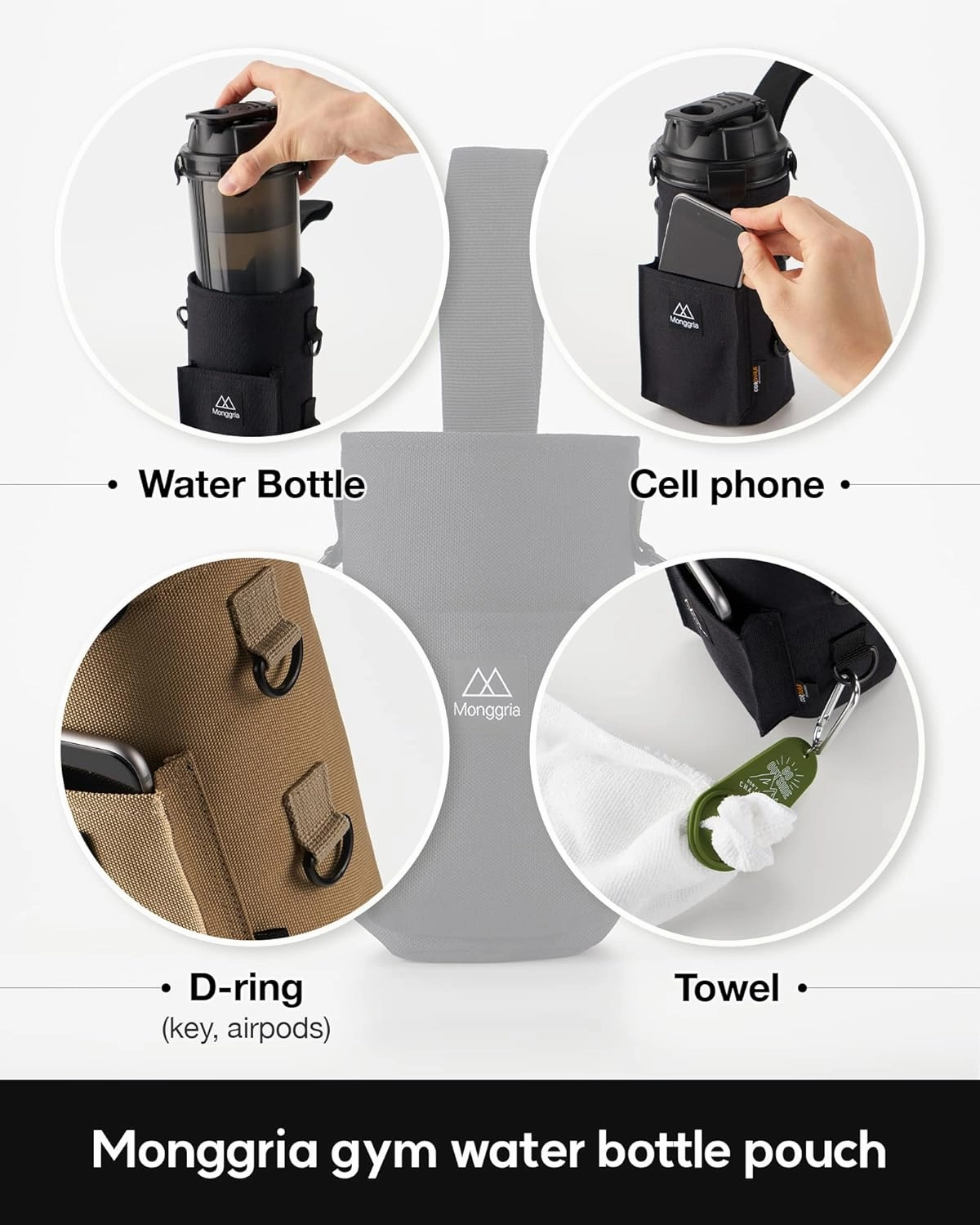 Magnetic Water Bottle Holder - Built-in Magnet for Easy Attachment to Exercise Equipment - Multi-Purpose - with Sling - Waterproof - Cordura Used Durability