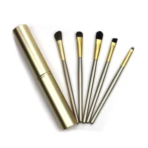 Makeup brush 5pcs Travel Portable Mini Eye Makeup Brushes Set Smudge Eyeshadow Eyeliner Eyebrow Brush Lip Make Up Brush Kit Professional (Color : Pink)