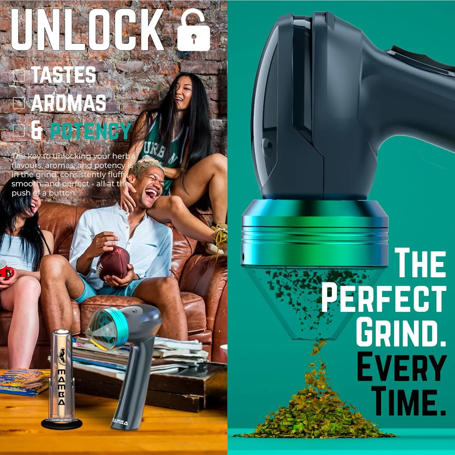 Mamba Loader XL 2g Gray USB Electric Herb Grinder. Small Portable Metal Herbal Machine & Spice Mill for the Kitchen