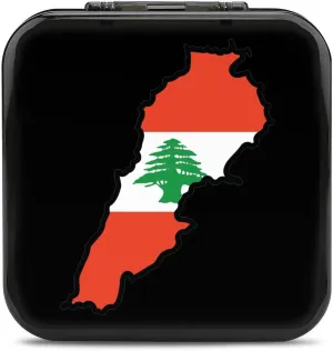 Map of Lebanon Flag Game Memory Card Case Compatible with Switch Storage Organizer 24 Micro SD Cartridge Slots Hard Box
