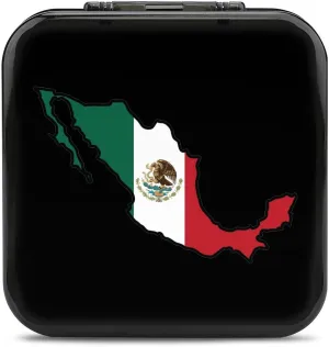 Map of Mexico Flag Game Memory Card Case Compatible with Switch Storage Organizer 24 Micro SD Cartridge Slots Hard Box