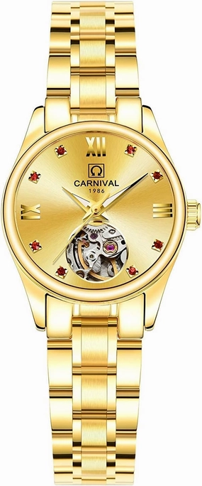 MASTOP Luxury Ladies Automatic Mechanical Diamond Skeleton Waterproof Casual Business Stainless Steel Watches