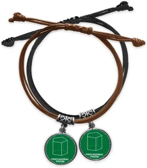 Mathematical Geometric Space Pentagonal Prism Bracelet Double Leather Rope Wristband Couple Set Gift