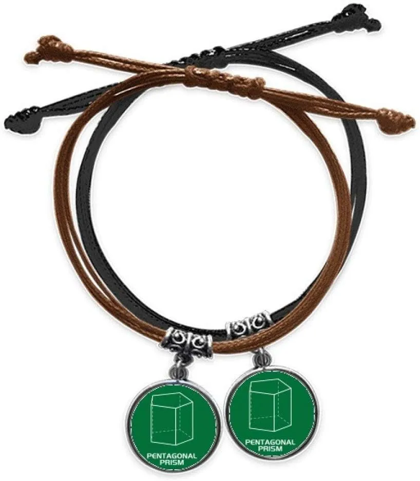 Mathematical Geometric Space Pentagonal Prism Bracelet Double Leather Rope Wristband Couple Set Gift