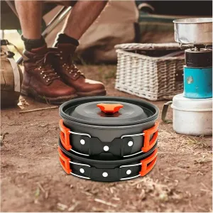 MDybf Portable Camping Cookware Set Outdoor Cooking Equipment Tableware Kit Kitchen Utensils Hiking Picnic Self-Driving Supplies Popular