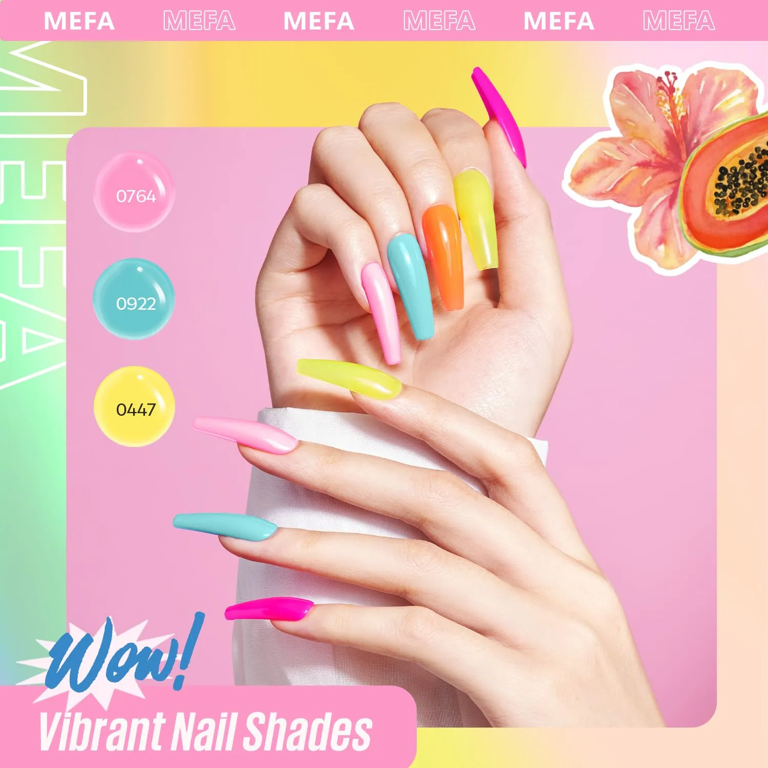 MEFA 19 Pcs Gel Nail Polish Kit with U V Light, 12 Colors Summer Neon Rainbow Bright Gel Polish Nail Set with Base Top Coat Essential Manicure Tools Beginners Salon Nails Art