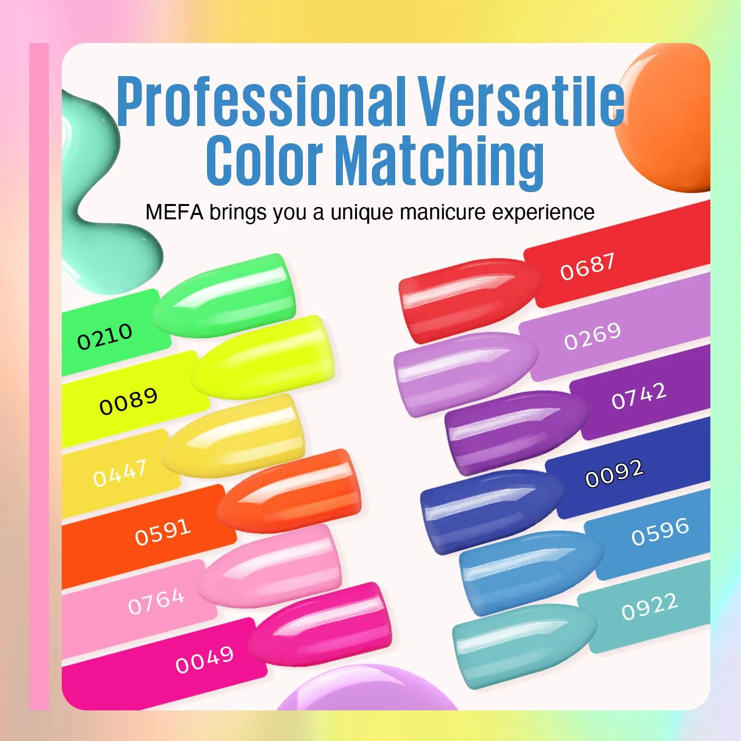 MEFA 19 Pcs Gel Nail Polish Kit with U V Light, 12 Colors Summer Neon Rainbow Bright Gel Polish Nail Set with Base Top Coat Essential Manicure Tools Beginners Salon Nails Art