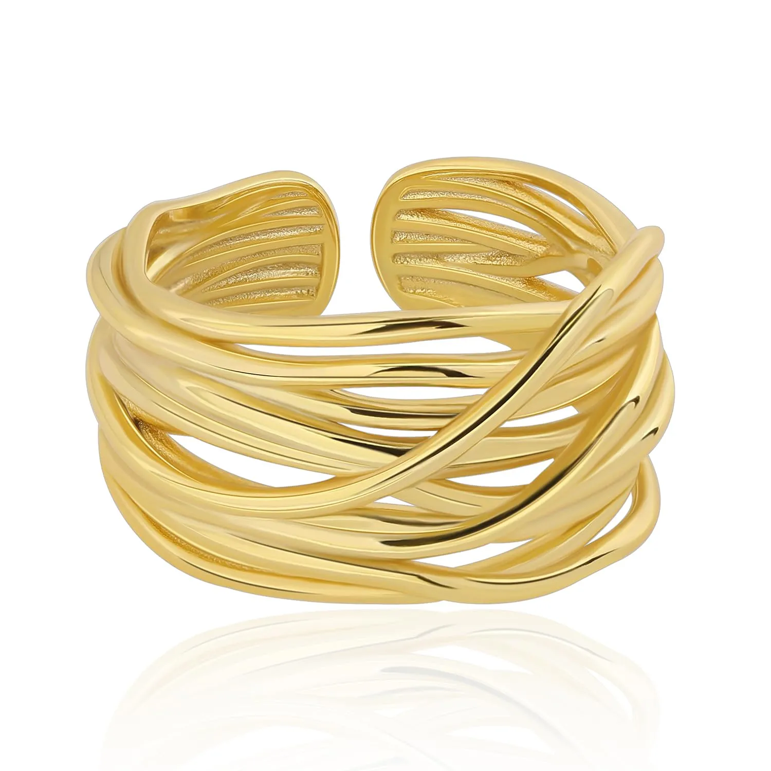 Meissa Gold Thumb Rings for Women Girls Statement Ring Hammered Chunky Band Rings Fashion Wide Band Stackable Index Finger Ring Size Adjustable, Gold