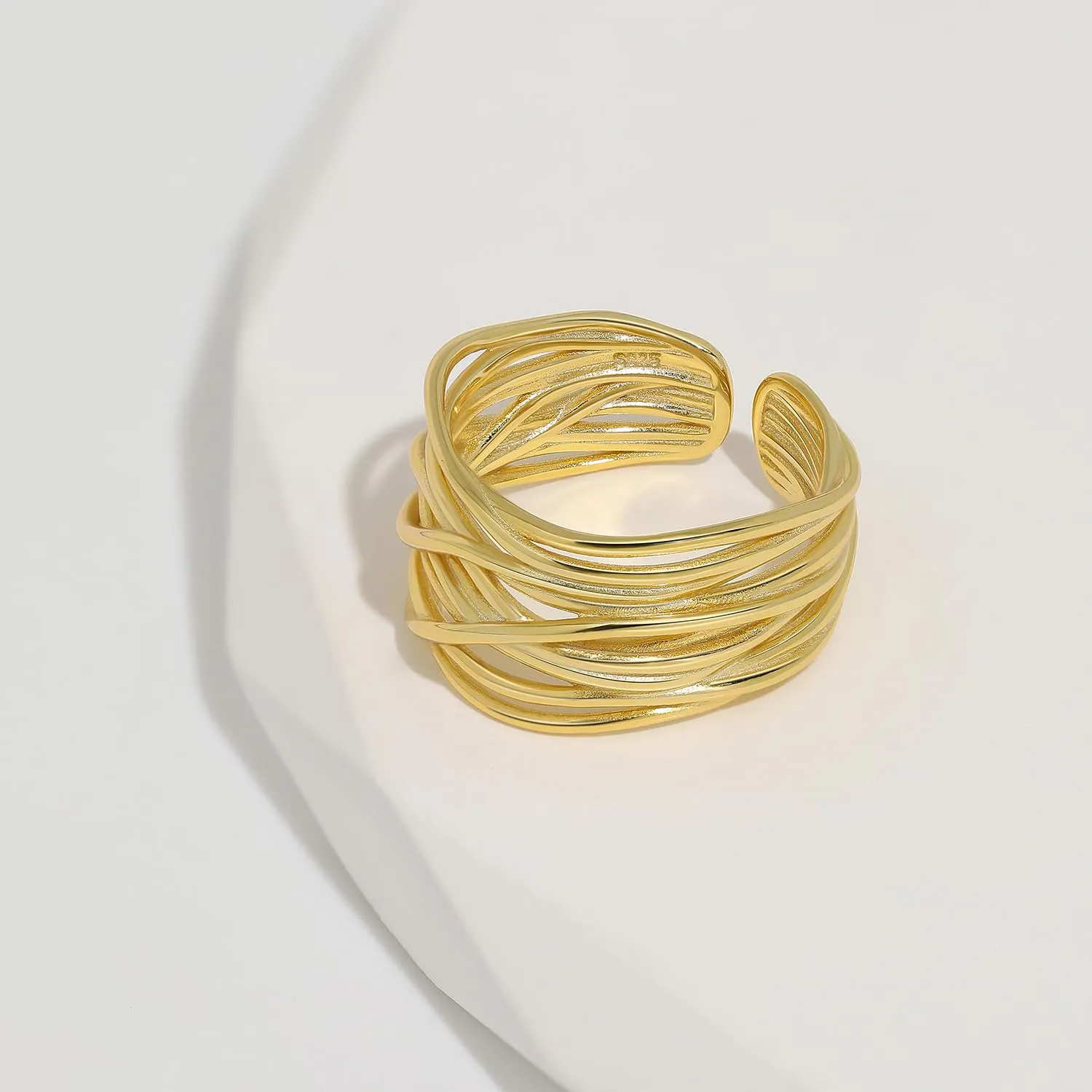 Meissa Gold Thumb Rings for Women Girls Statement Ring Hammered Chunky Band Rings Fashion Wide Band Stackable Index Finger Ring Size Adjustable, Gold