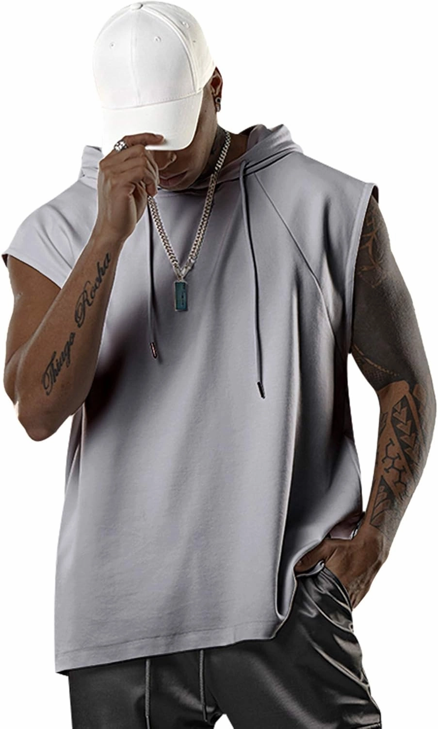 Men's Workout Hooded Tank Tops Bodybuilding Muscle Cut Off T Shirt Sleeveless Gym Hoodies