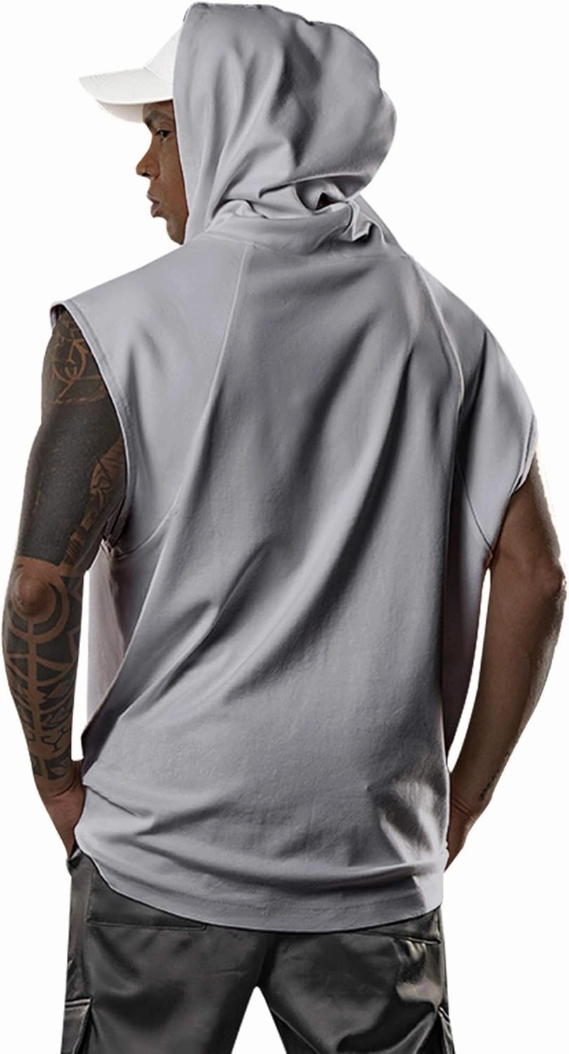 Men's Workout Hooded Tank Tops Bodybuilding Muscle Cut Off T Shirt Sleeveless Gym Hoodies