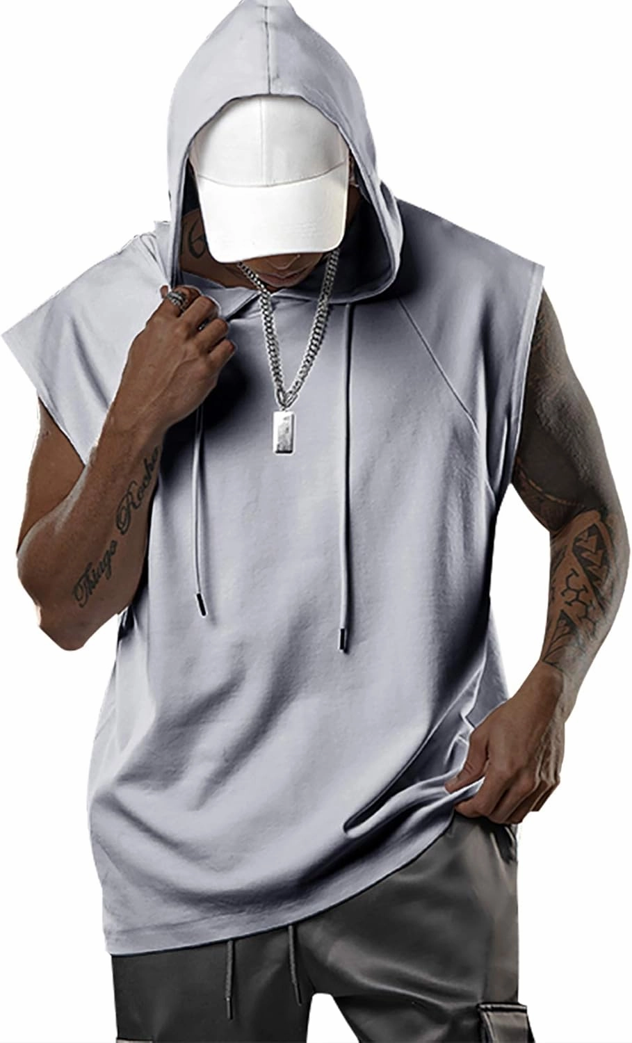 Men's Workout Hooded Tank Tops Bodybuilding Muscle Cut Off T Shirt Sleeveless Gym Hoodies
