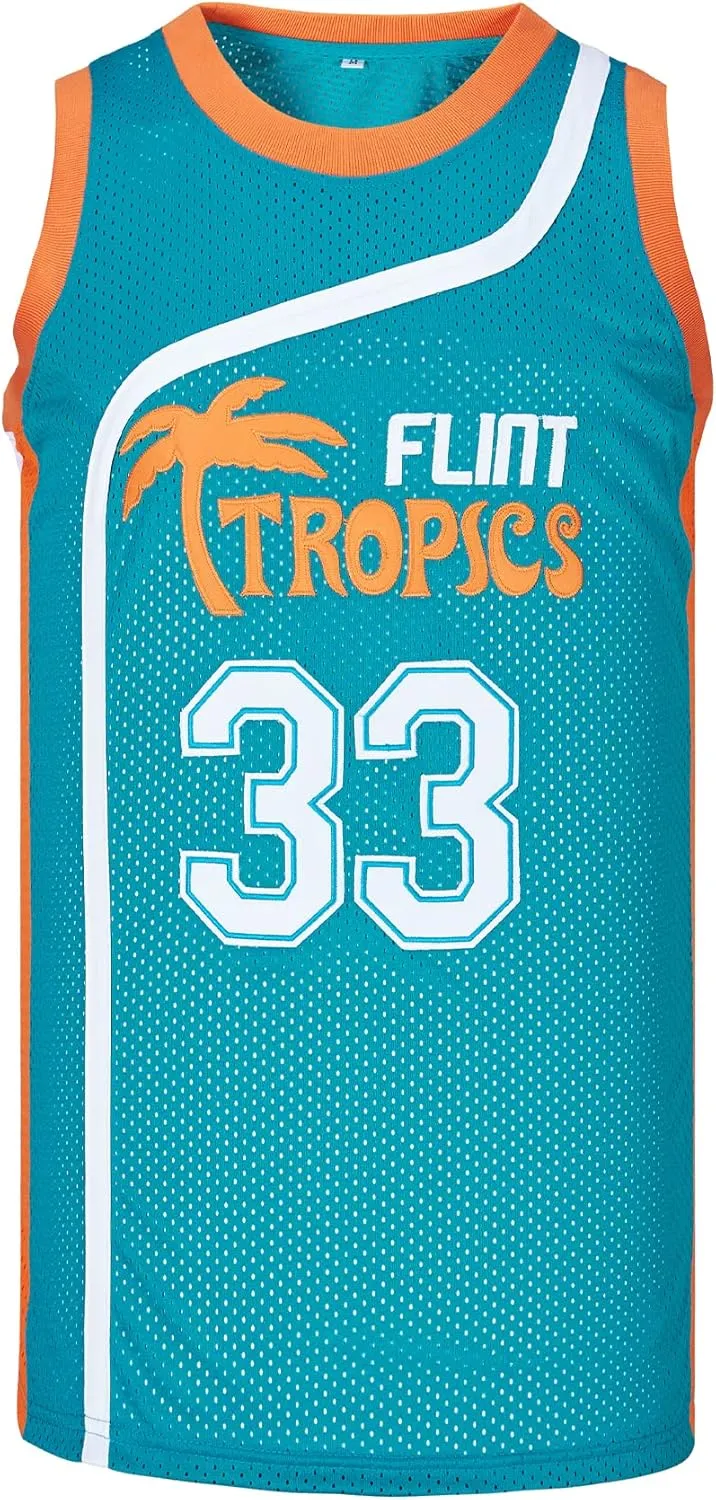 Men's #33 Moon Flint Tropics Movie Basketball Jersey Stitched