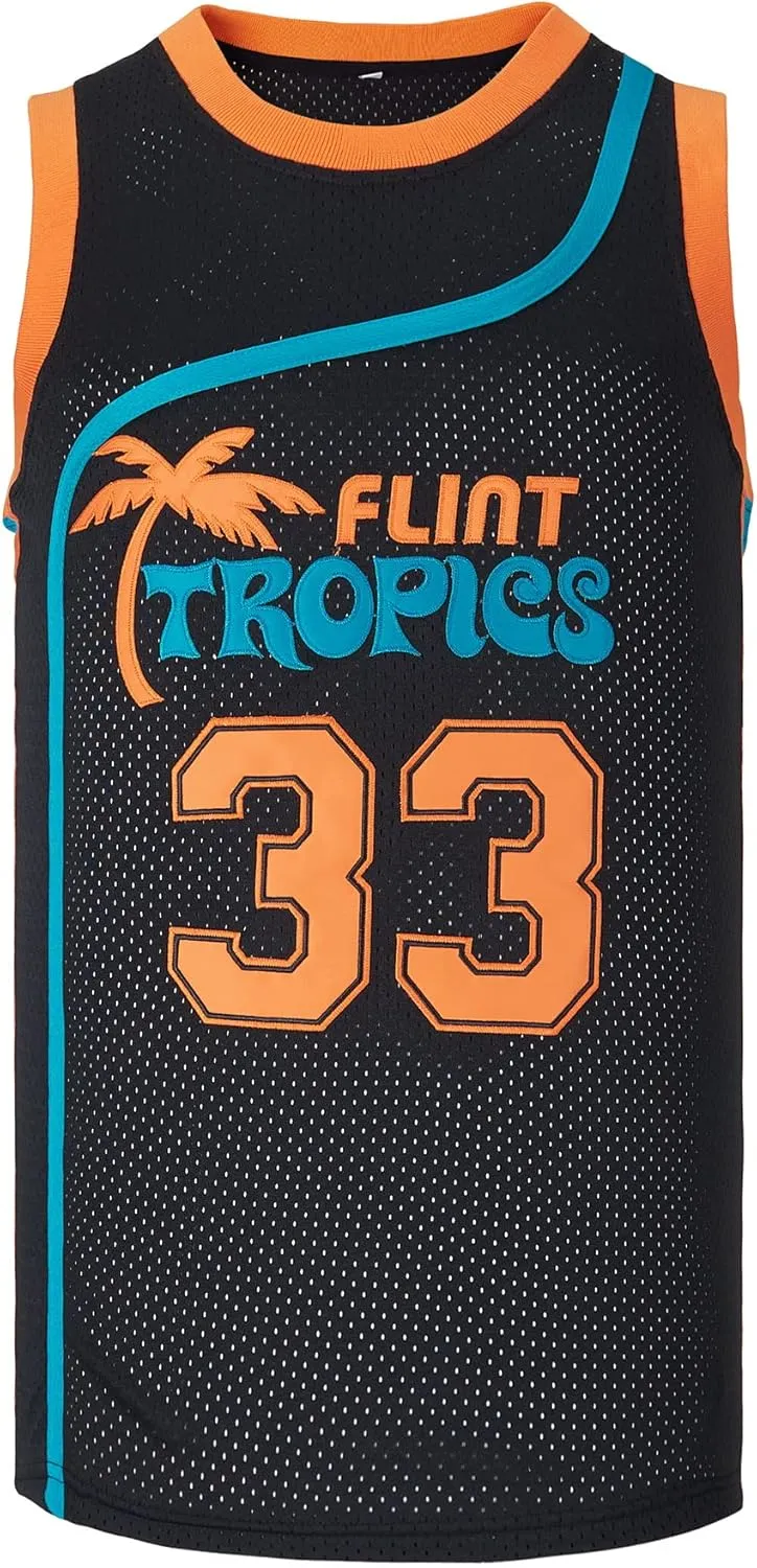 Men's #33 Moon Flint Tropics Movie Basketball Jersey Stitched