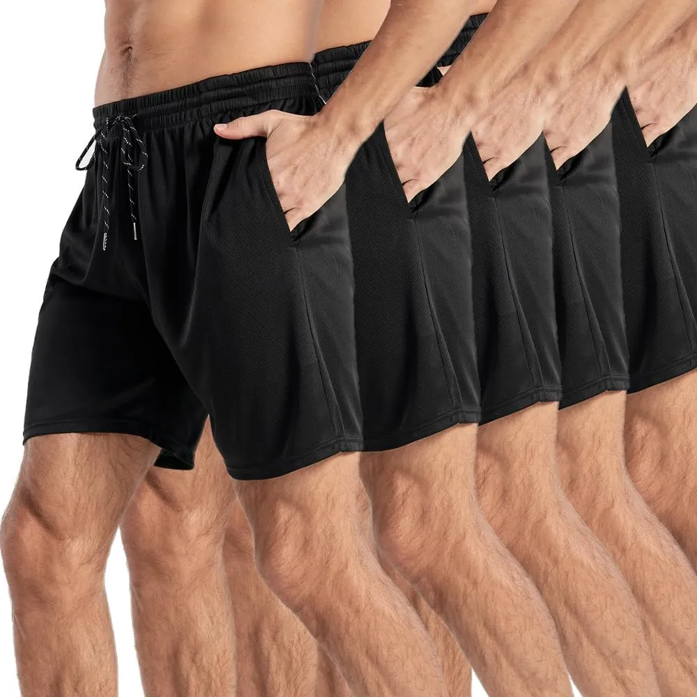 Men's 5" Inseam Mesh Workout Shorts 5-Pack – Lightweight, Breathable Athletic Shorts for Gym, Sports & Daily Wear