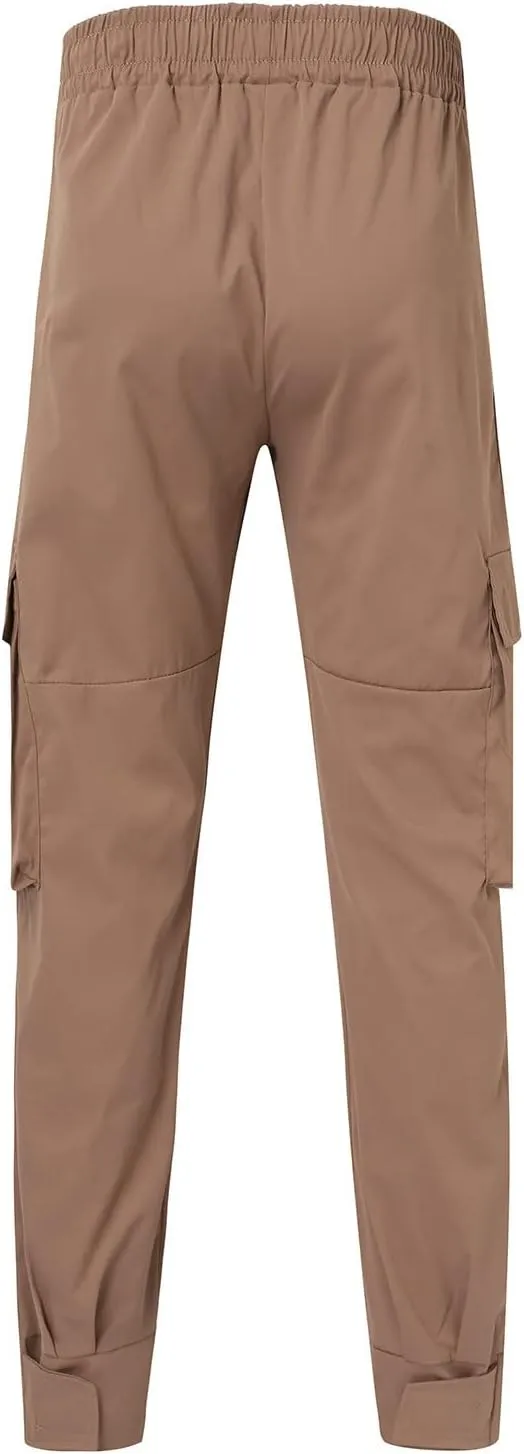 Mens Outdoor Hiking Cargo Pants Cotton Simple Solid Color Leisure High Street Elastic Men Athletic Joggers