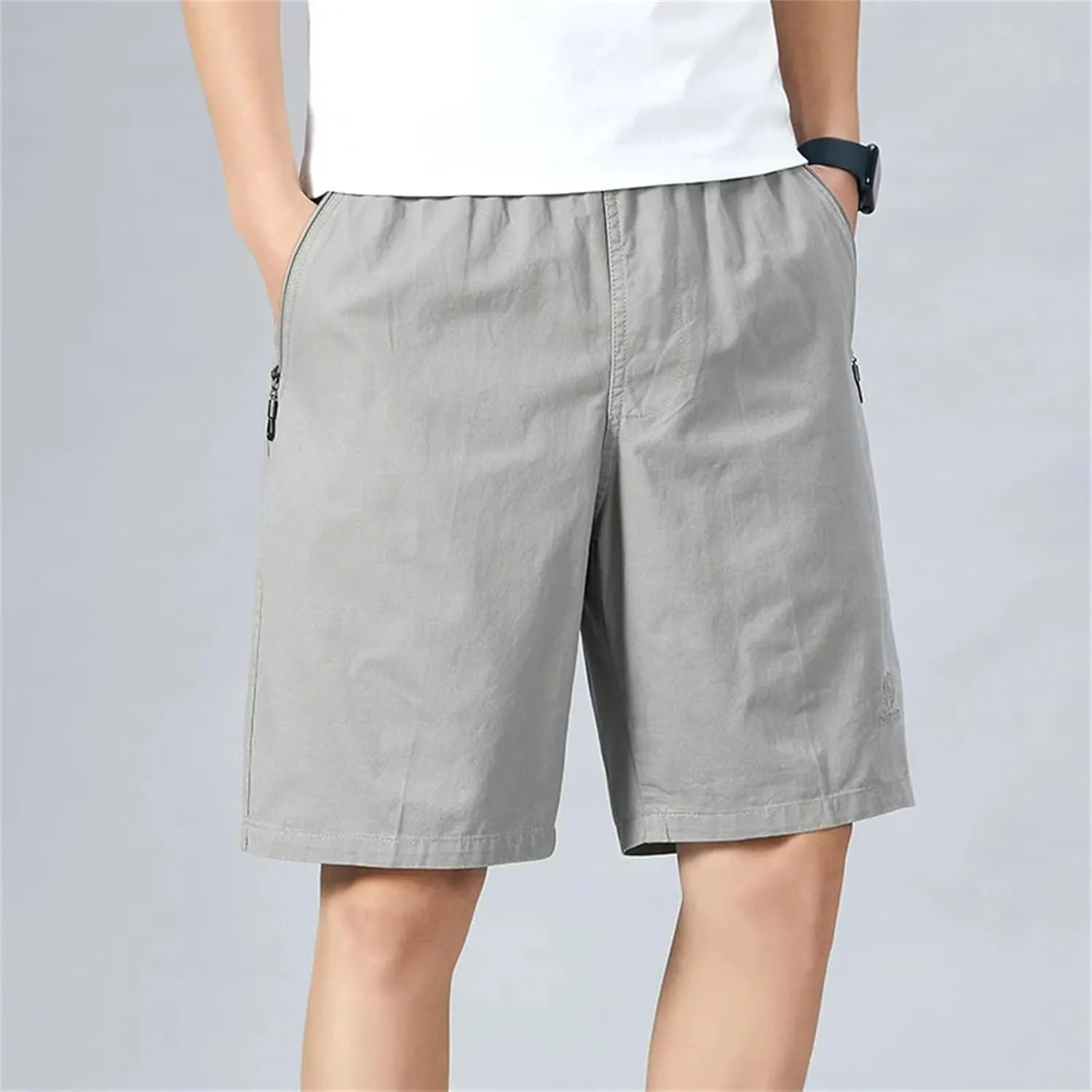 Men's Sports Casual Shorts Zipper Pocket Board Shorts Baggy Solid Comfortable Beach Running Short Pants