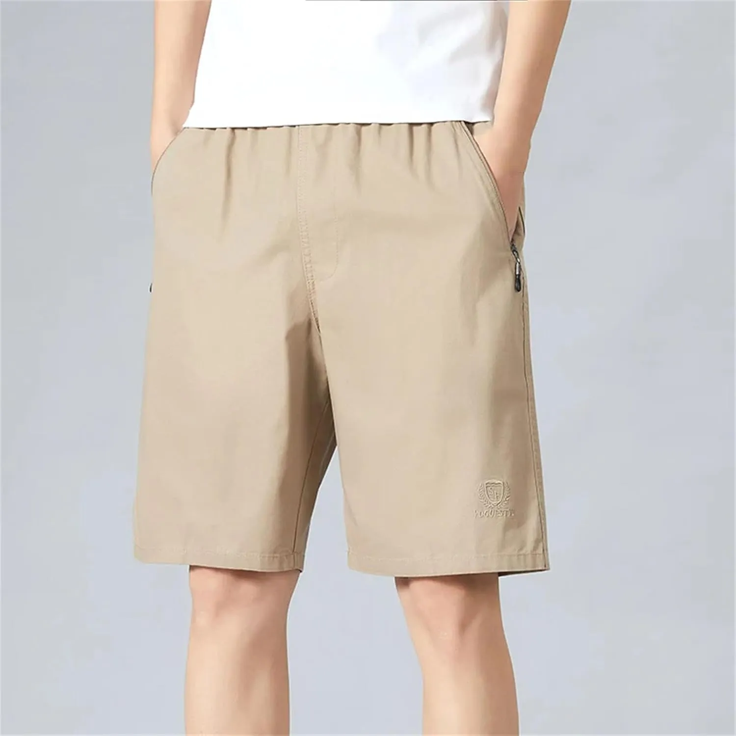 Men's Sports Casual Shorts Zipper Pocket Board Shorts Baggy Solid Comfortable Beach Running Short Pants
