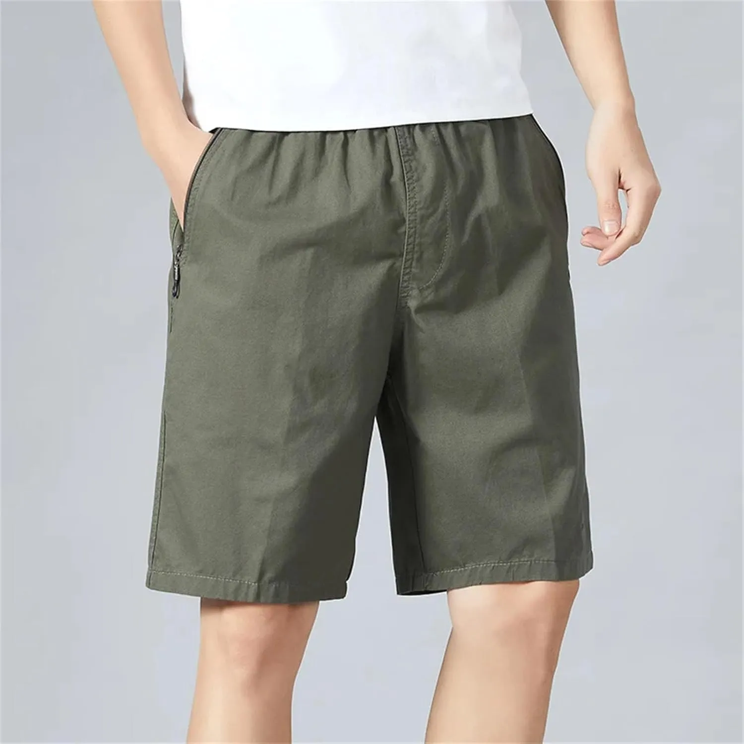 Men's Sports Casual Shorts Zipper Pocket Board Shorts Baggy Solid Comfortable Beach Running Short Pants