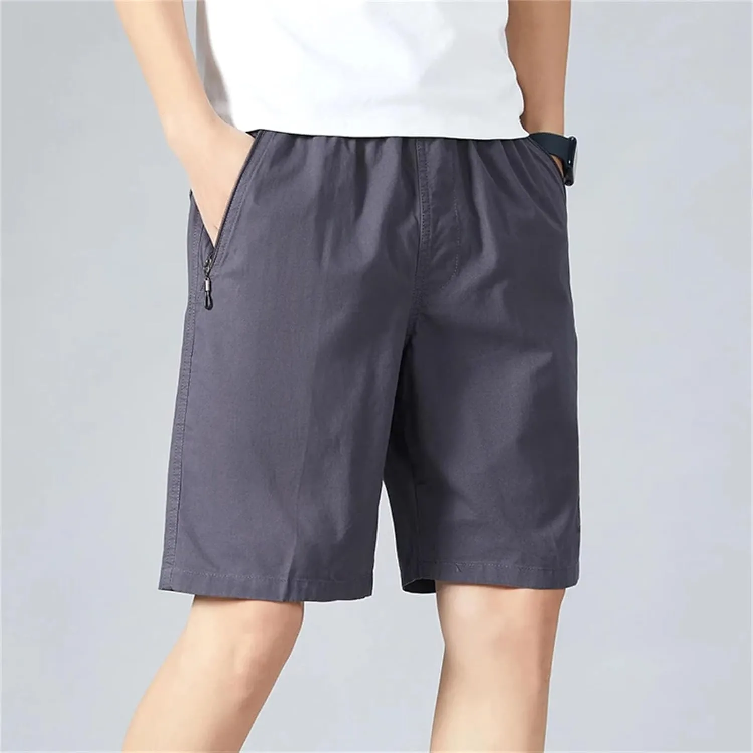 Men's Sports Casual Shorts Zipper Pocket Board Shorts Baggy Solid Comfortable Beach Running Short Pants