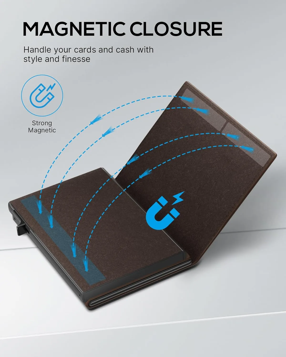 Mens Wallet with AirTag Holder: Smart Wallet Compatible with Apple AirTag, Pop Up Card Case, Top Grain Leather, RFID Blocking, Slim, Minimalist, 9-14 Card Capacity | ID Window | Cash Slot (Brown)