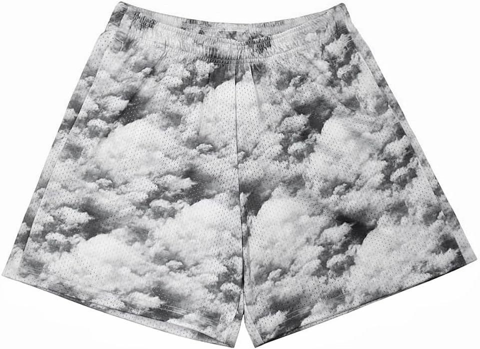 Mens Cool Graphic Print Athletic Shorts Mesh Mens Fashion Quick-Dry Running Shorts for Basketball