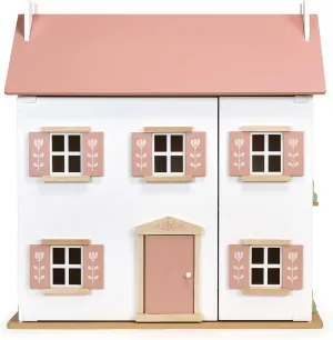Mentari Toys - Clover Dollhouse - Large Stylish Wooden Dollhouse with 3 Levels, 6 Rooms, Swing-Open Panels and Removable Roof - Encourages Imaginative Play, Storytelling and Skill Development - Age 3 