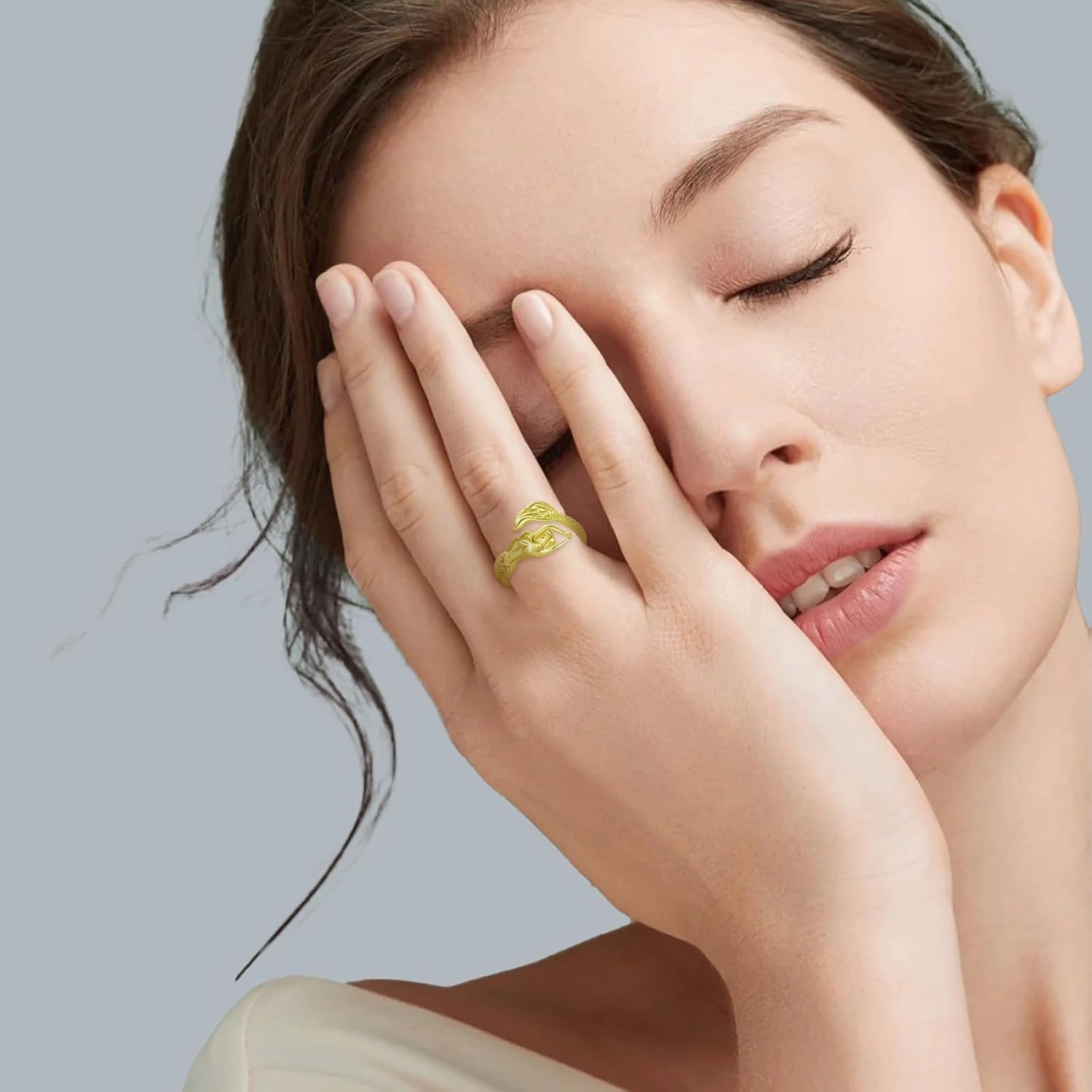 Mermaid Adjustable Ring - 925 Sterling Silver Fairytale Little Mermaid Open Wrap Rings for Women