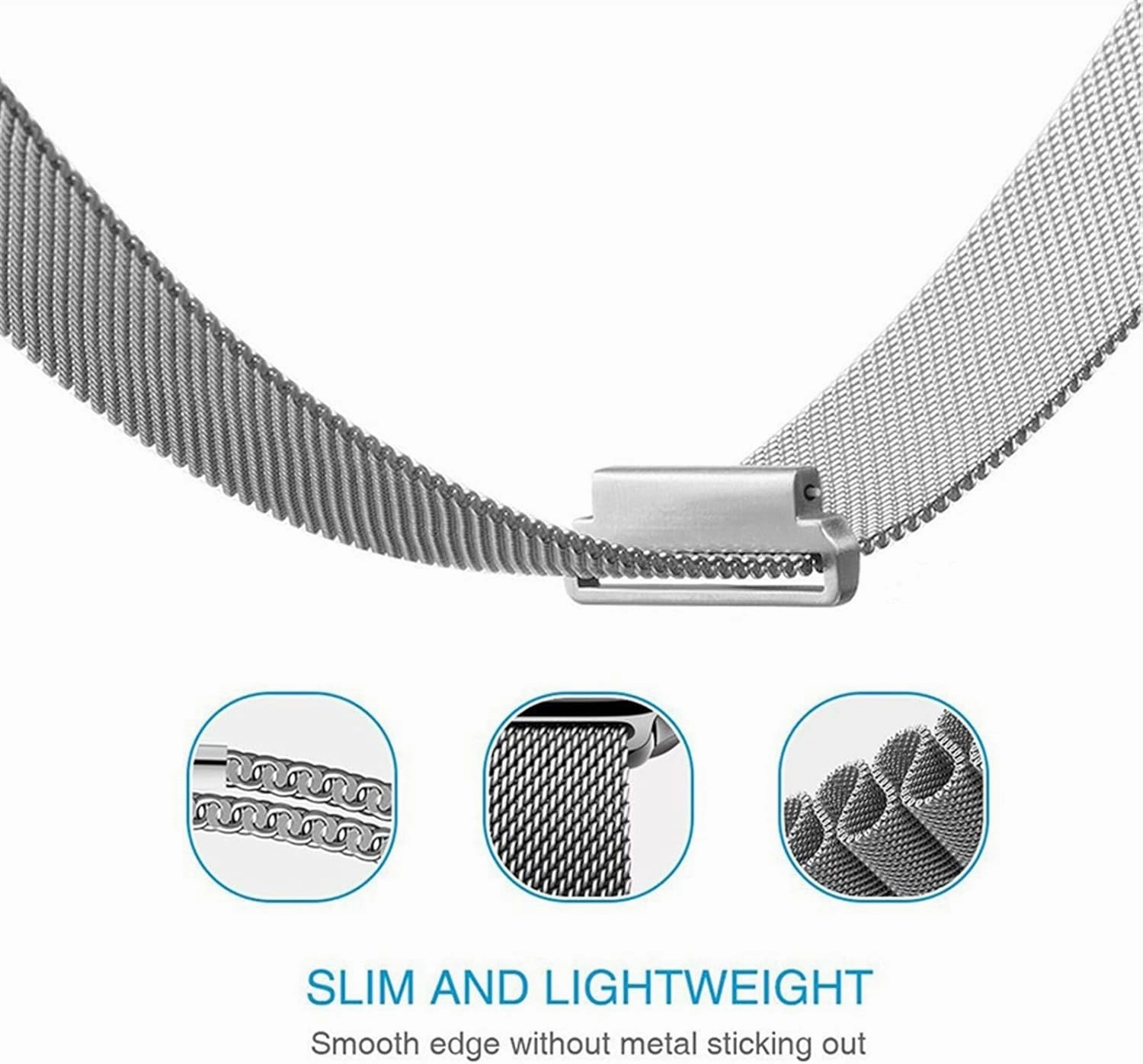 Metal Stainless Steel Watch Strap 20/22/24mm Silver Solid Strap Button Concealed Clasp Replacement Band for Men Watches