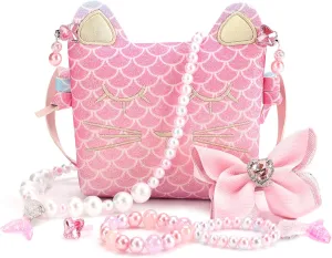 mibasies Purse for Little Girls Dress Up Jewelry Pretend Play Kids Accessories Mermaid Gifts